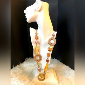 Brand New Necklace by Zevar by Treska, Gold and Rose 34" Long